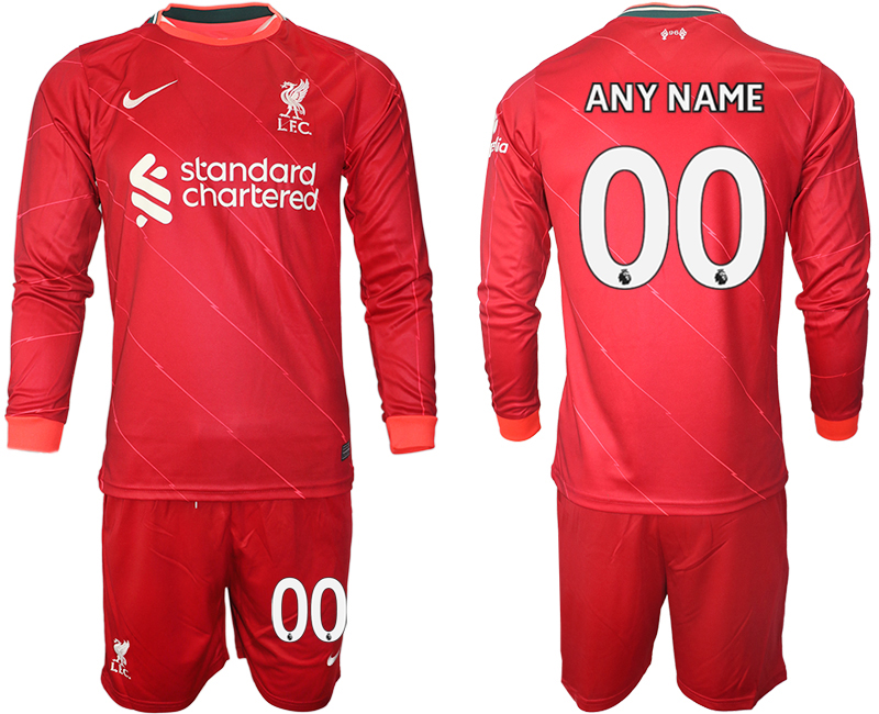 Men 2021-2022 Club Liverpool home red Long Sleeve customized Soccer Jersey->customized soccer jersey->Custom Jersey